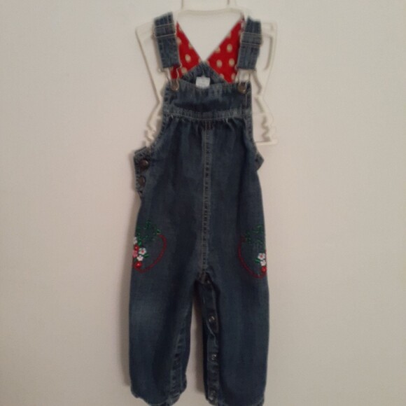 carters 18 - 24 mo baby toddler Girls denim overalls pants wonder nation shorts - Picture 1 of 8